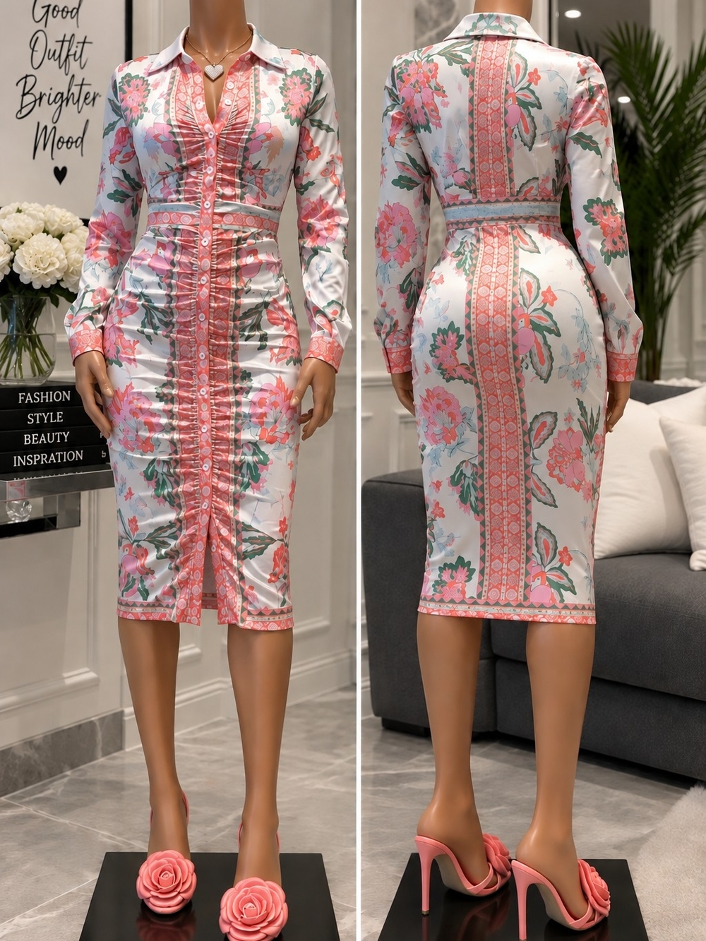 Becoming Richer Satin Shirt Dress!